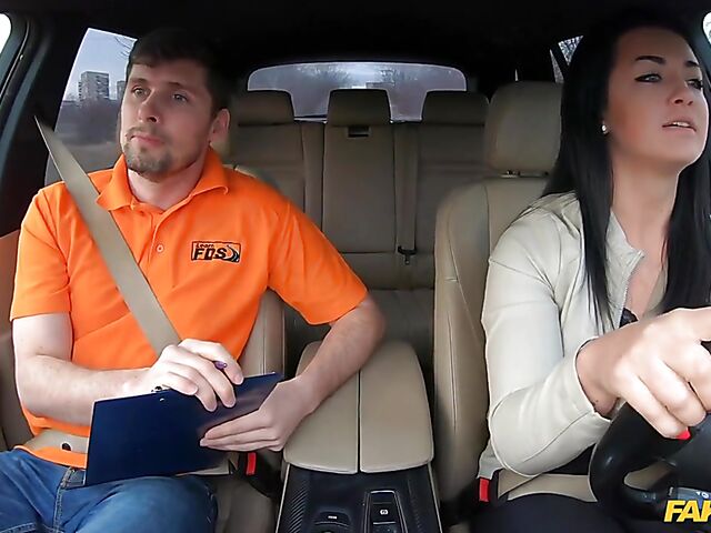 Car fuck after driving test with hot student Sofia The Bum