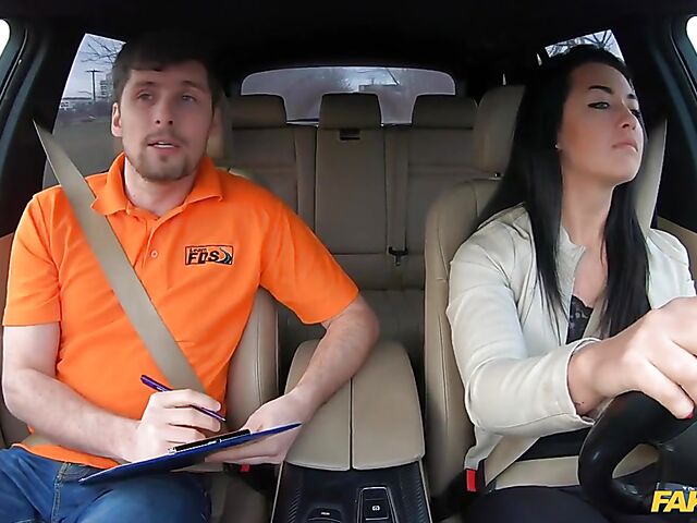 Car fuck after driving test with hot student Sofia The Bum