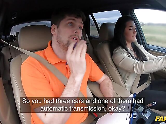 Car fuck after driving test with hot student Sofia The Bum