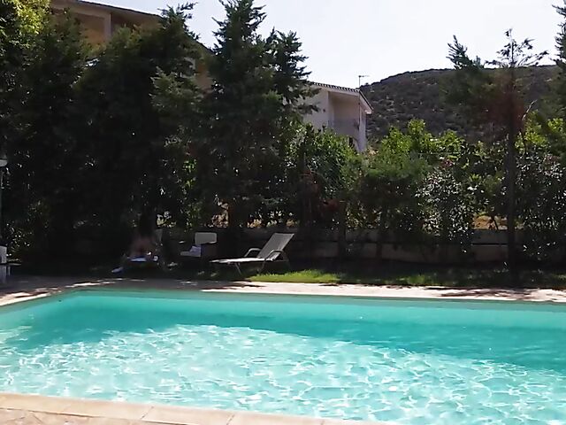 Hot summer outdoor sex in the backyard with big boobed bikini babe Atlantis