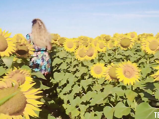 POV Latina Venus Afrodita gets horny in a sunflower field and wants your dick