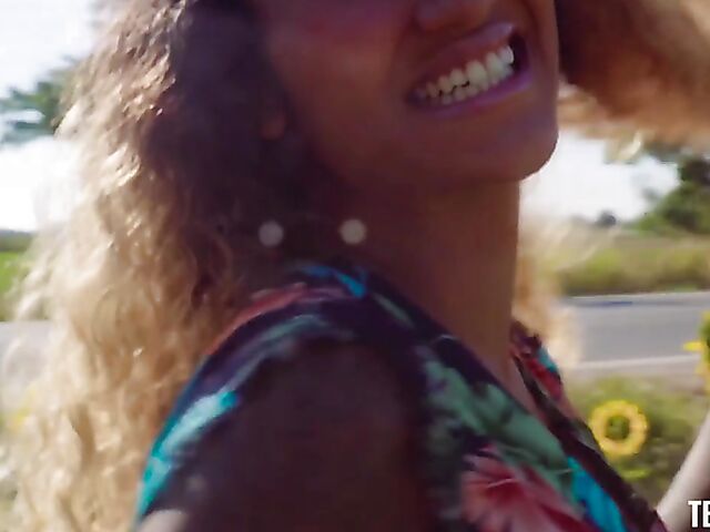 POV Latina Venus Afrodita gets horny in a sunflower field and wants your dick