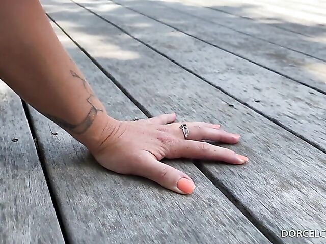 Full eye contact with Tiffany Leiddi during outdoor sex on a hot summer afternoon