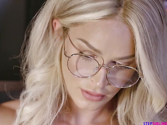 Skinny blonde with glasses Emma Hix earns her stepbrother's vote