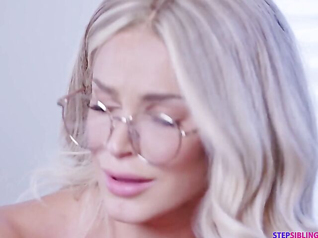 Skinny blonde with glasses Emma Hix earns her stepbrother's vote