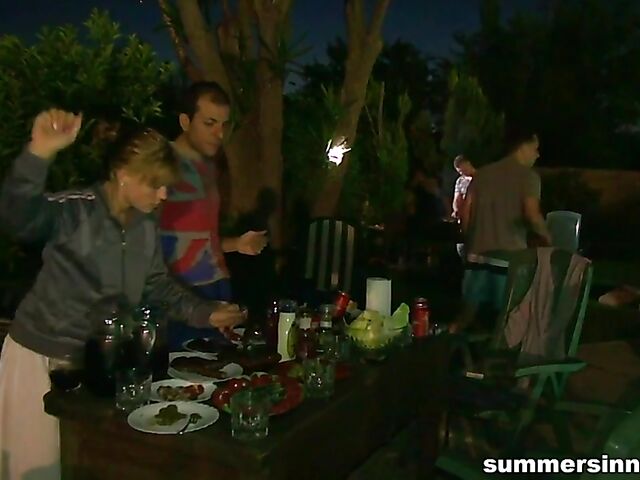 BBQ by the pool and drunk sex party after dark with dirty Nikki