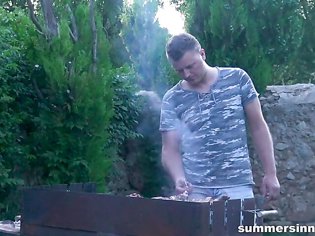 BBQ by the pool and drunk sex party after dark with dirty Nikki