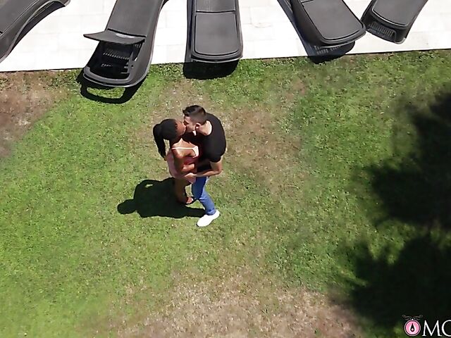 Ebony big tits babe Kira Noir one on one with a lucky white guy