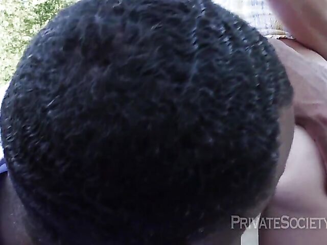 Outdoor interracial fucking with a white MILF