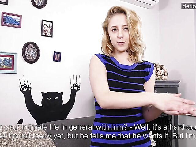 Russian virgin girl Klava Gorbefog interview and first masturbation video