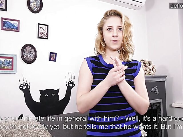 Russian virgin girl Klava Gorbefog interview and first masturbation video