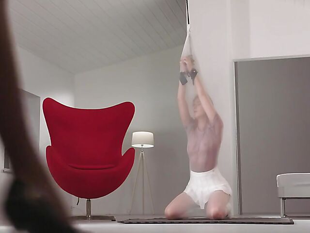 Lezdom play and strapless strap-on fun with pantyhose lesbians Casey Norhman and Mia