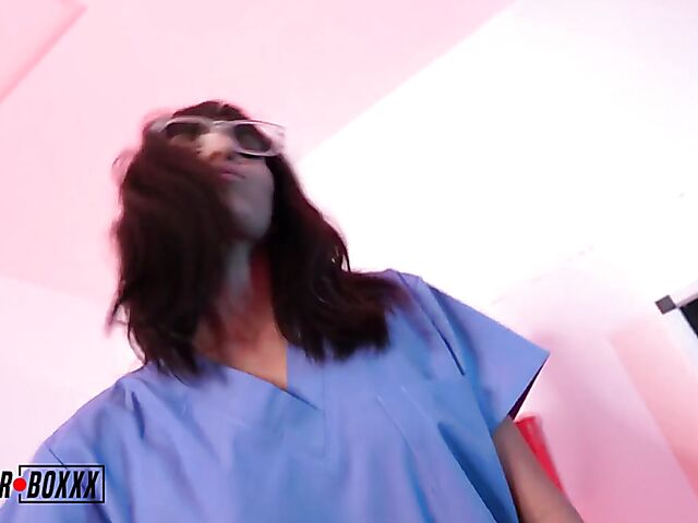 Nurse handjob therapy with fully clothed Dana Wolf