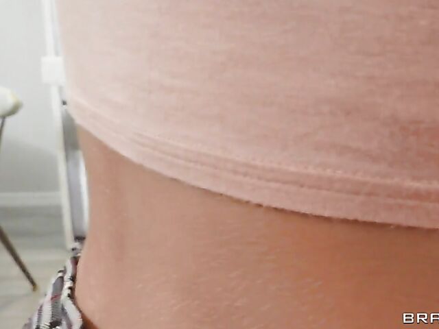 POV skinny chick in a mini skirt Kyler Quinn fucks while studying