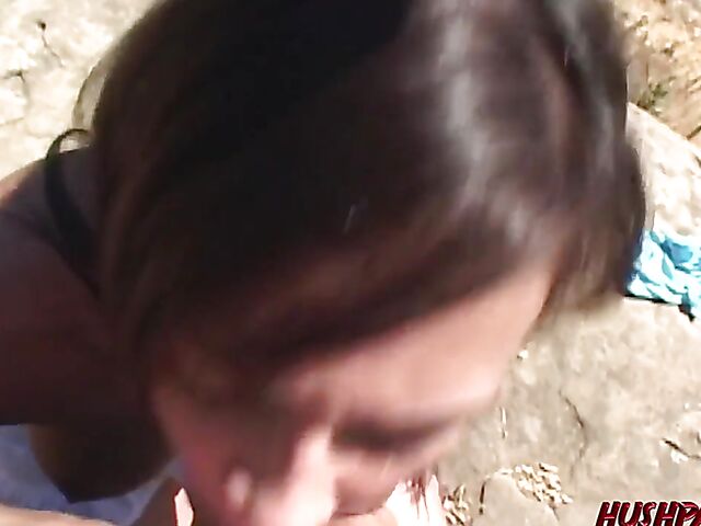 Outdoor blowjob from your point of view in the mountains with Marynetta