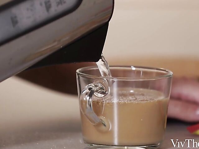 Verona Sky and Blue Angel lesbian morning love in the kitchen