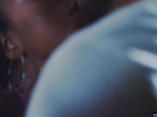 Tina Fire's ebony big boobs are a huge turn-on for that white guy