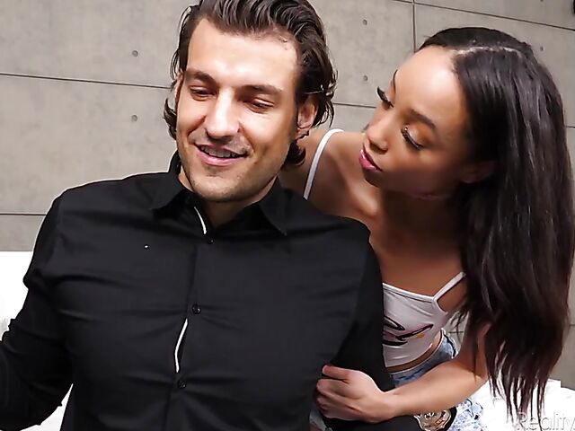 Ebony petite hottie Alexis Tae enjoys her white lover very much