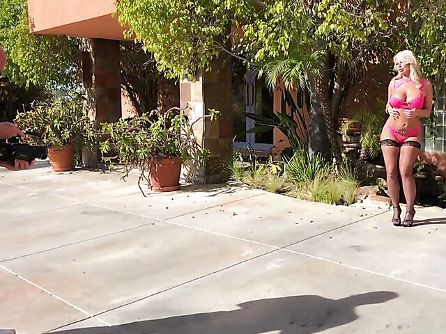 Busty MILF pornstar London River behind the scenes