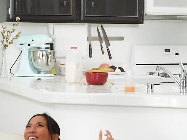 Lesbian redhead Lacy Lennon toys and rubs Jada Kai's asian cunt