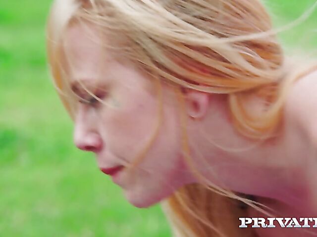 Outdoor yoga sex with pale blonde Chrystal Sinn