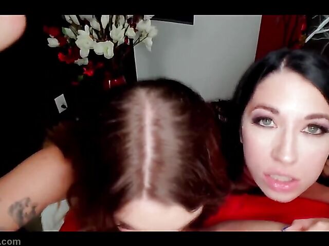 Double blowjob POV with Gabbie Carter and Alex Coal