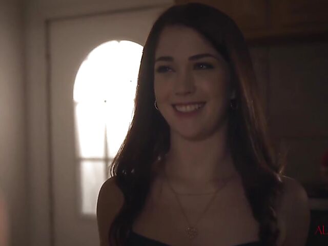 Cute lesbian Evelyn Claire having a pleasant evening with Aidra Fox