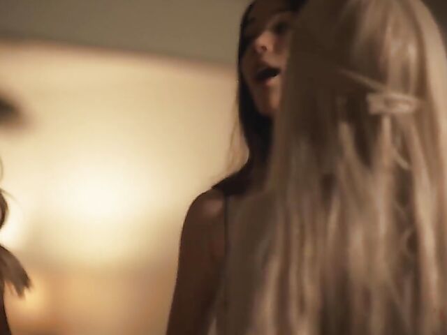 Cute lesbian Evelyn Claire having a pleasant evening with Aidra Fox