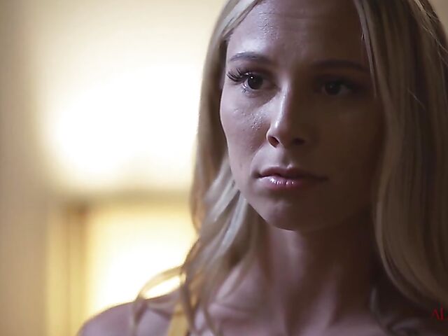 Cute lesbian Evelyn Claire having a pleasant evening with Aidra Fox