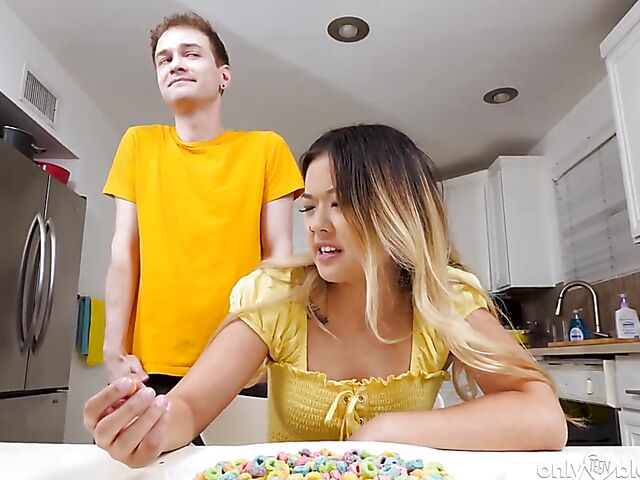 Lulu Chu - Asian teen blowjob in the middle of the kitchen