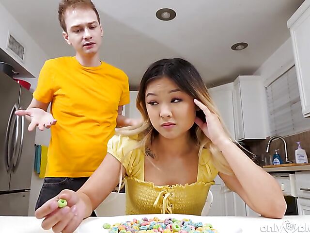 Lulu Chu - Asian teen blowjob in the middle of the kitchen