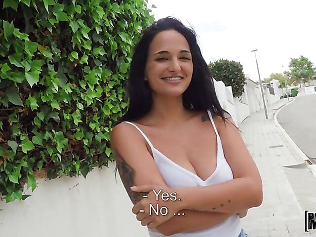 Public sex in the street POV with Spanish hottie Claudia Bavel