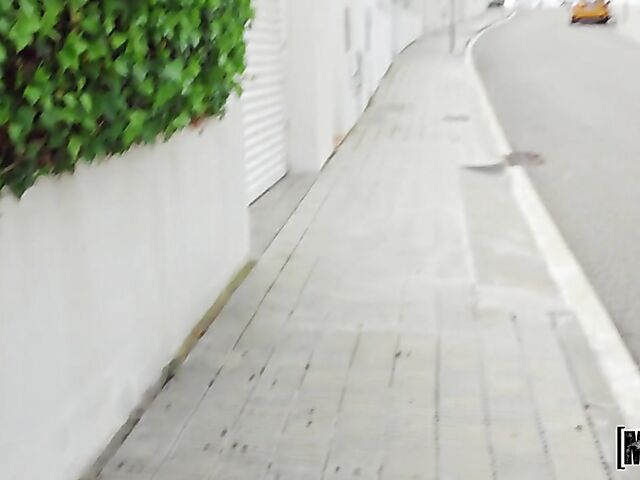 Public sex in the street POV with Spanish hottie Claudia Bavel