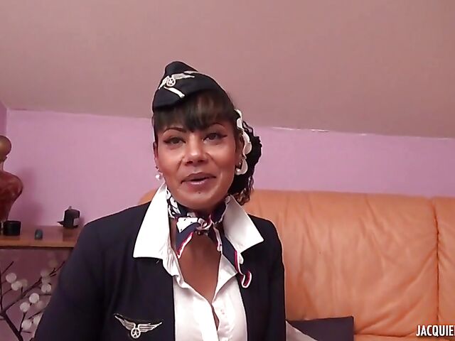 44-year-old French MILF air stewardess Karine gets railed