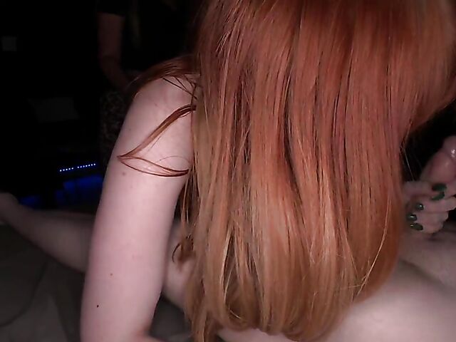 Cum swallowing redhead blowjob addict loves her glory hole experience