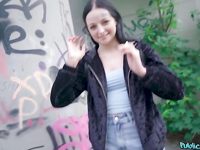 POV public pick up fuck with raven-haired Sydney Love