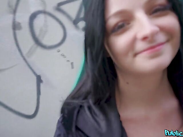 POV public pick up fuck with raven-haired Sydney Love
