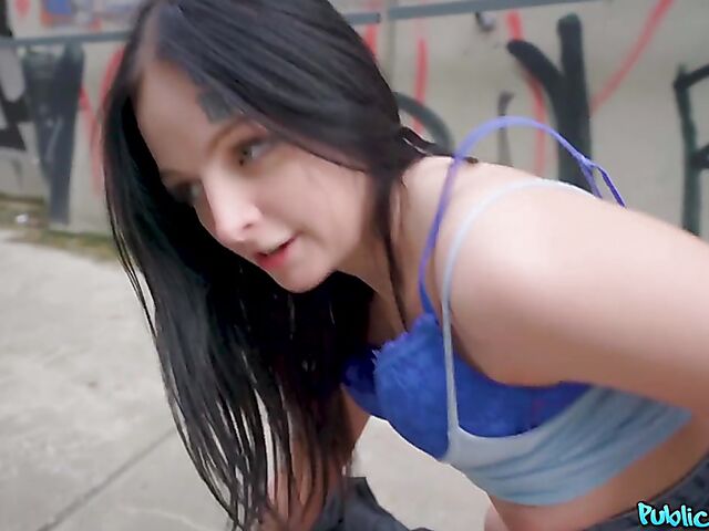 POV public pick up fuck with raven-haired Sydney Love