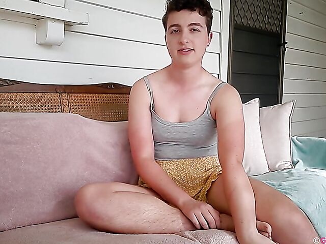 Short-haired Australian girl Stone Silver fingering hairy snatch and asshole