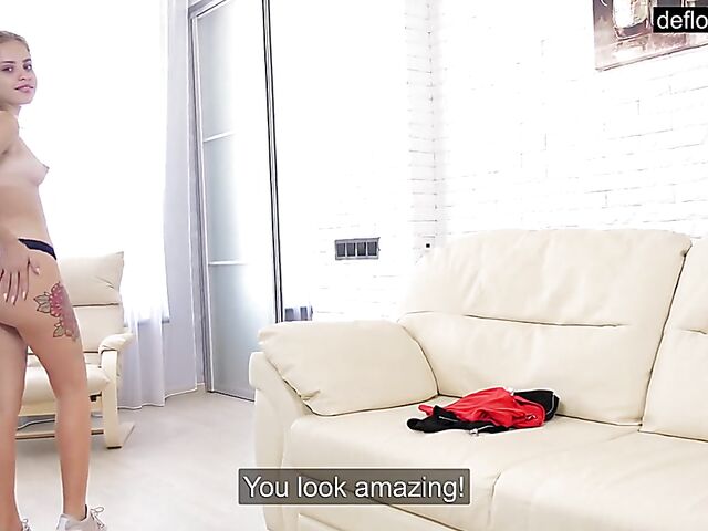 Monika Jelolt - Russian teen virgin solo on the sofa