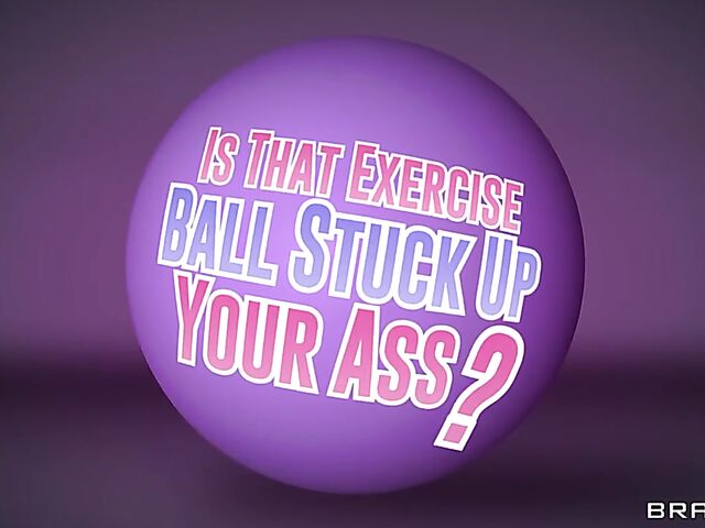 Exercise ball workout and blue leggings anal with Kayla Kayden