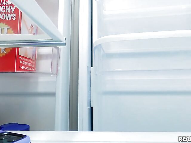 Kitchen sex with busty natural nurse Codi Vore while on the phone with her boss