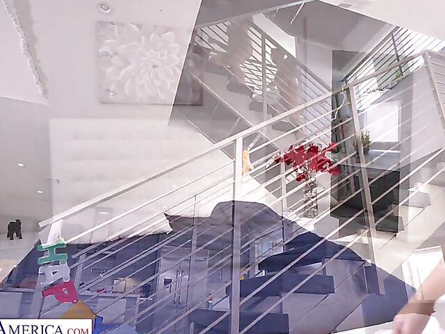 His wife's hot friend Bella Rolland loves showing her natural tits