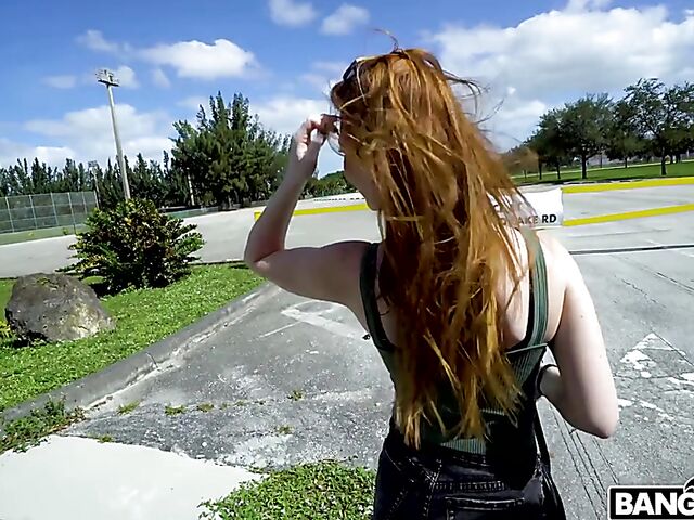 Big tits redhead slut Nala Brooks goes for a ride