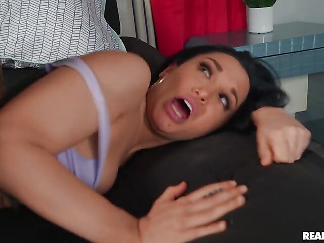 Petite brunette with long hair Gabriella Paltrova gets screwed by a tattooed guy