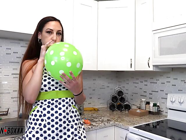 POV fantasy and balloon popping in the kitchen with Artemisia Love