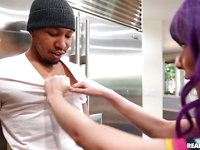 Winter Jade - Purple hair teen interracial with Ricky Johnson