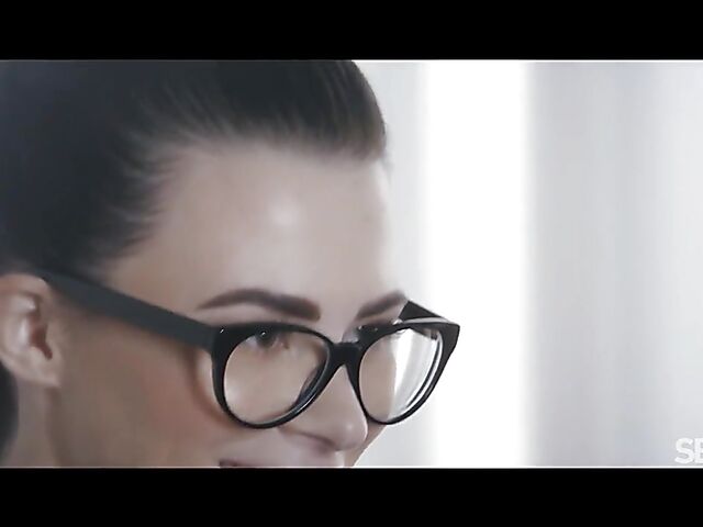  Skinny artist with glasses Jenny Doll having passionate sex with her male model