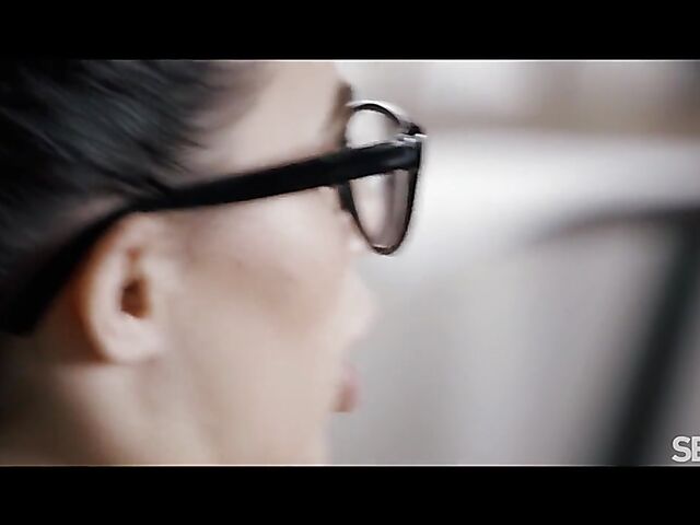  Skinny artist with glasses Jenny Doll having passionate sex with her male model