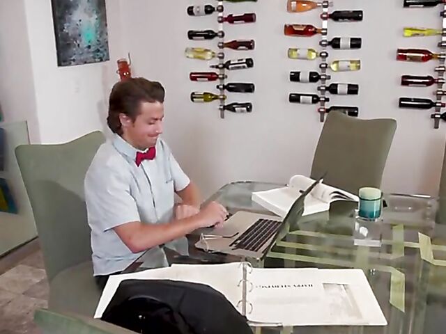 Horny young ebony girl Scarlit Scandal talks her tutor into fucking